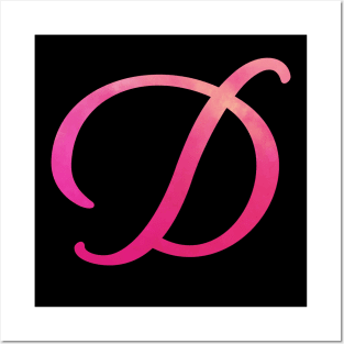 Letter D Monogram, Pink Color Personalized Design Posters and Art